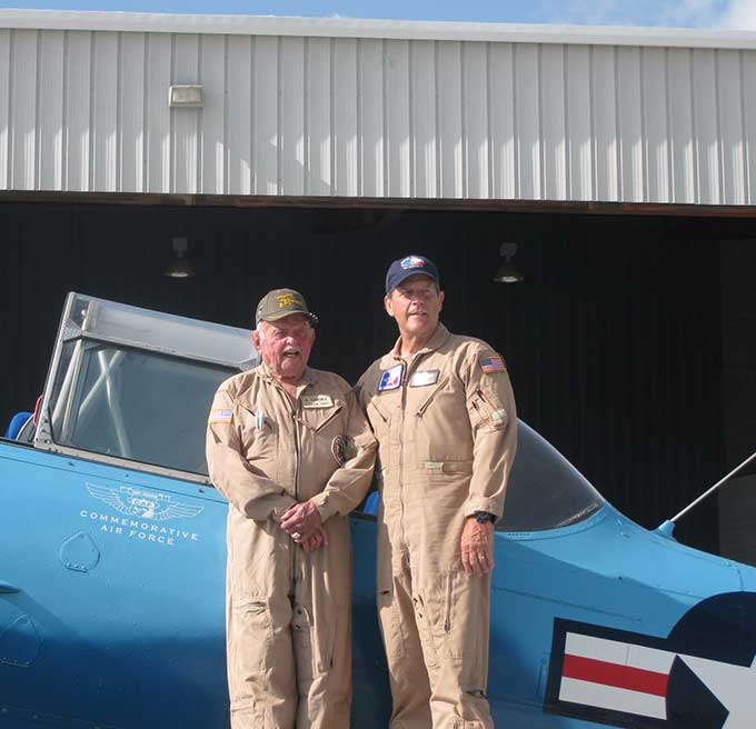 Gus Cargile in the commemorative airforce